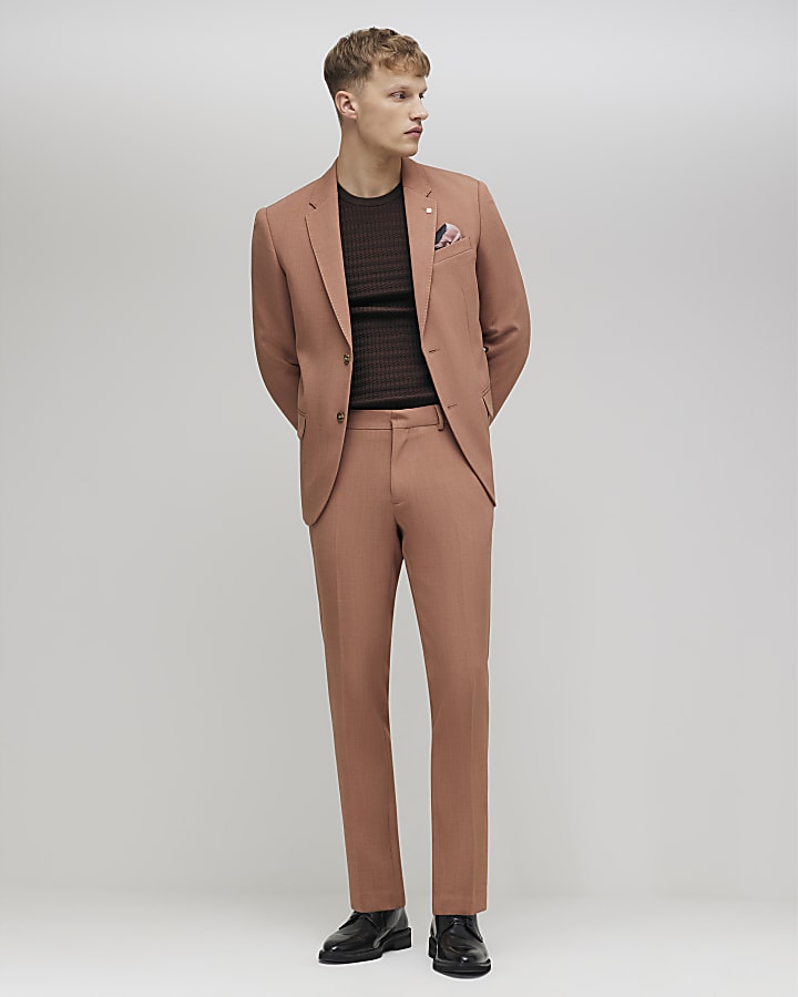 Pink Skinny Fit Suit Trousers