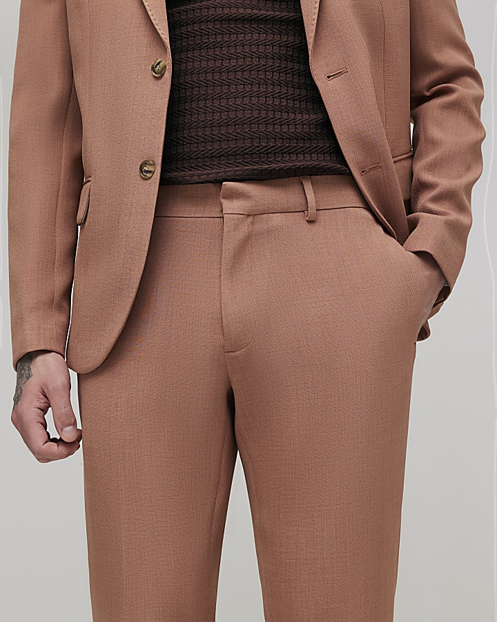 Pink Skinny Fit Suit Trousers