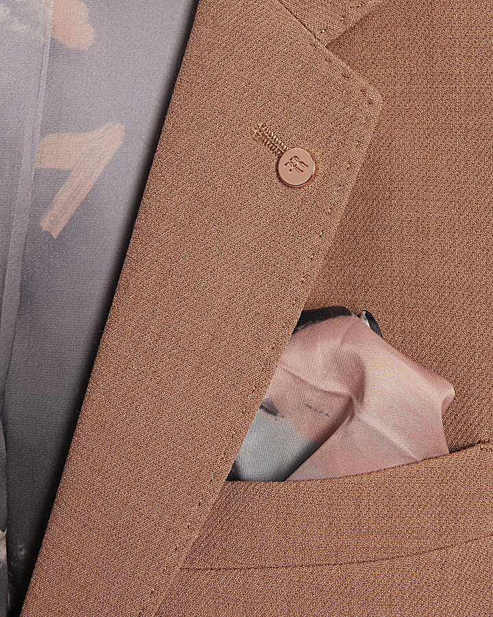 Pink Skinny Fit Textured Suit Jacket