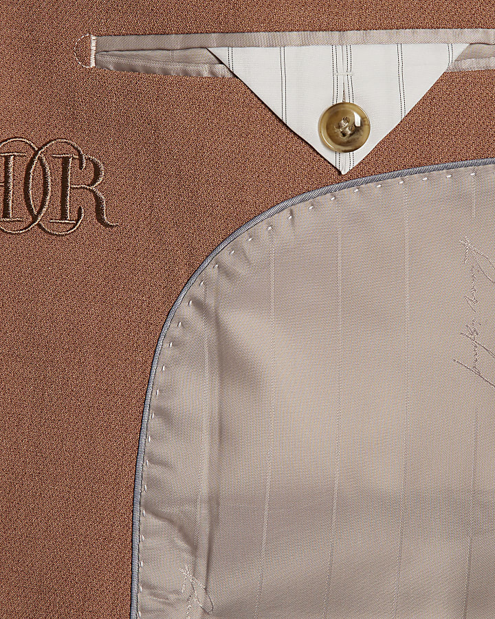 Pink Skinny Fit Textured Suit Jacket