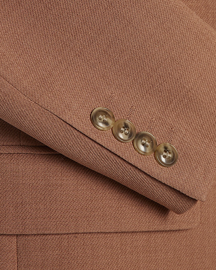 Pink Skinny Fit Textured Suit Jacket