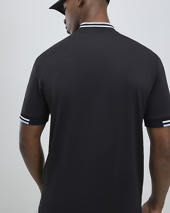 Black Slim Fit Square Neck T-Shirt