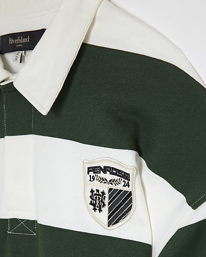 Green Regular Fit Penrose Striped Rugby Shirt