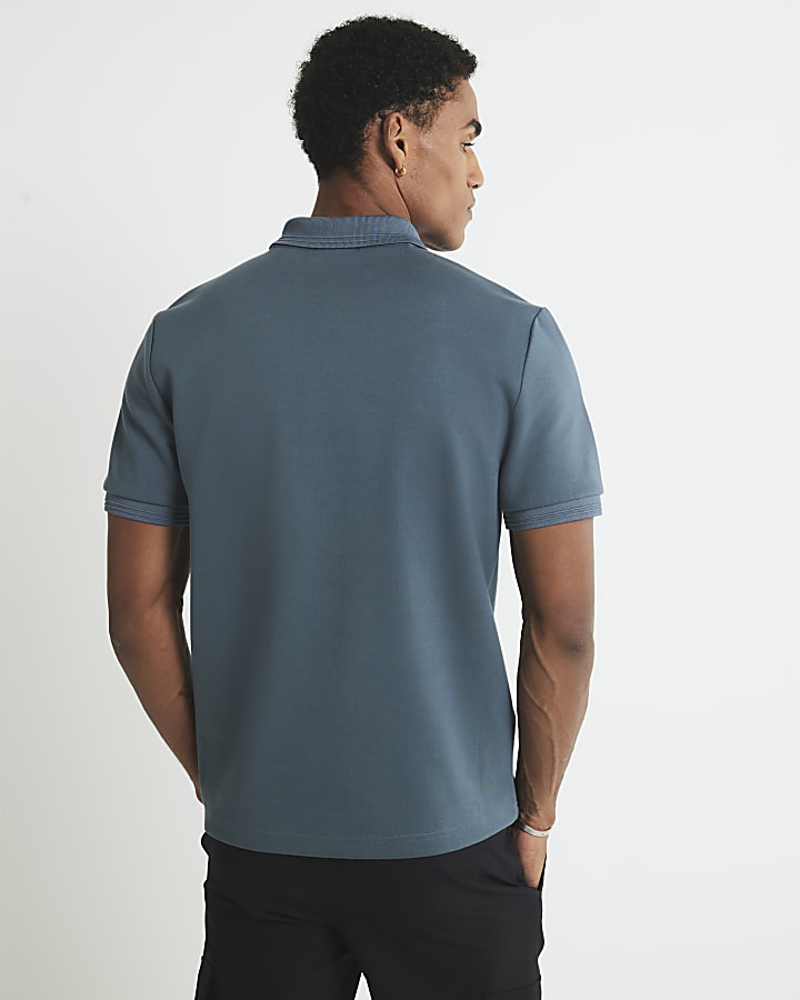 Grey Slim Fit Short Sleeve Polo Shirt