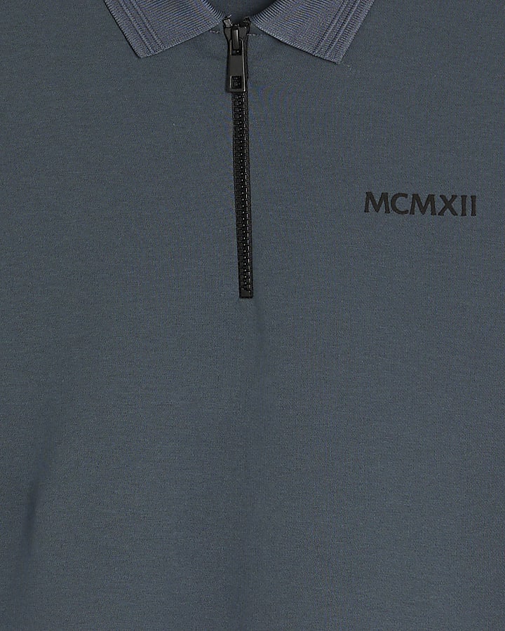Grey Slim Fit Short Sleeve Polo Shirt
