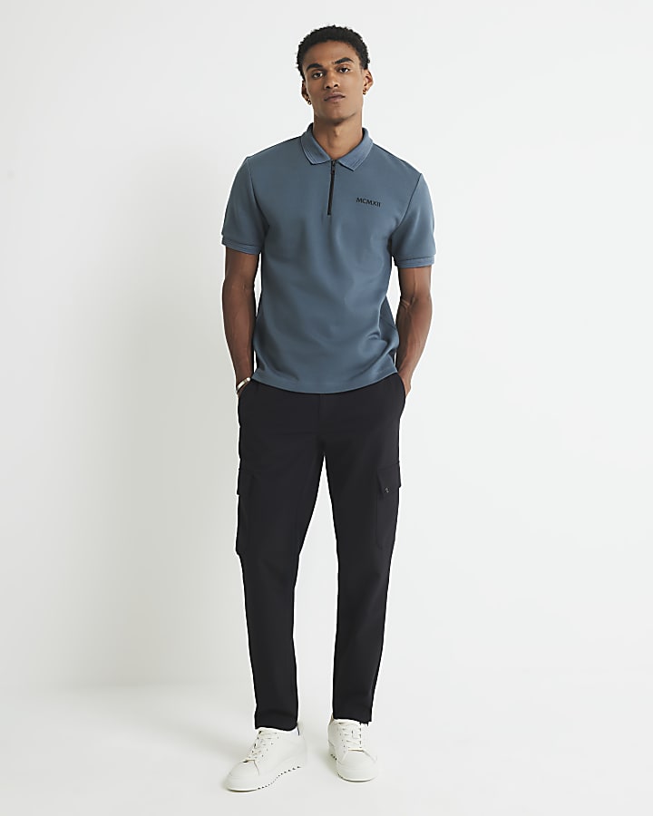 Grey Slim Fit Short Sleeve Polo Shirt