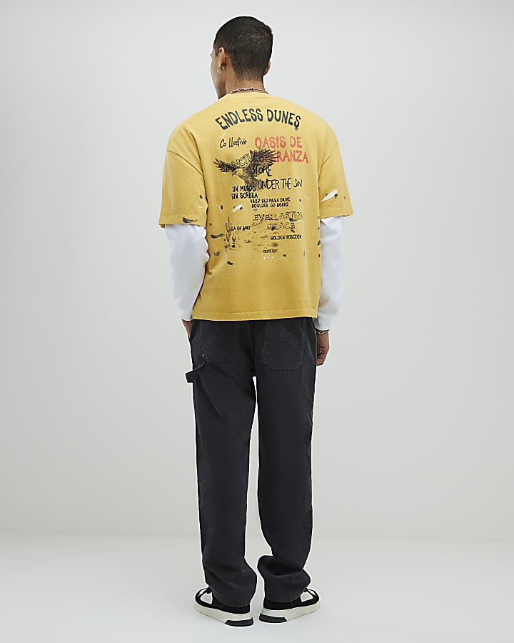 Grey Loose Fit Corduroy Pull On Trousers