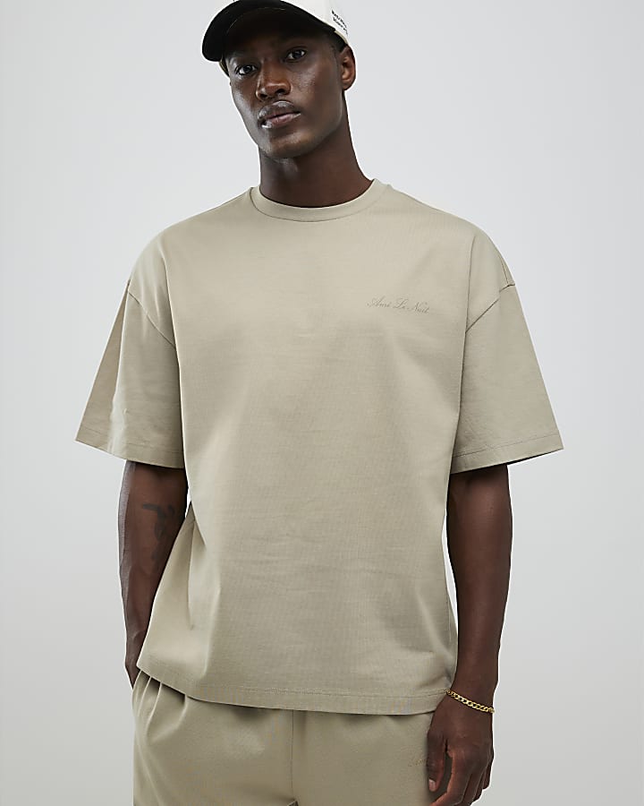 Stone Boxy Fit T-Shirt And Joggers Set