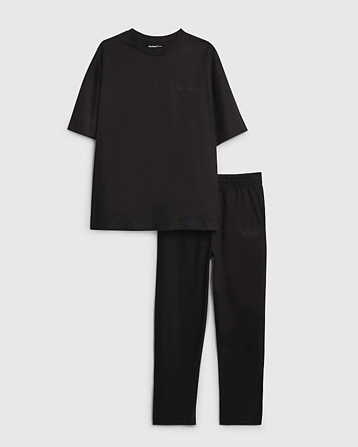 Black Boxy Fit T-Shirt and Joggers Set