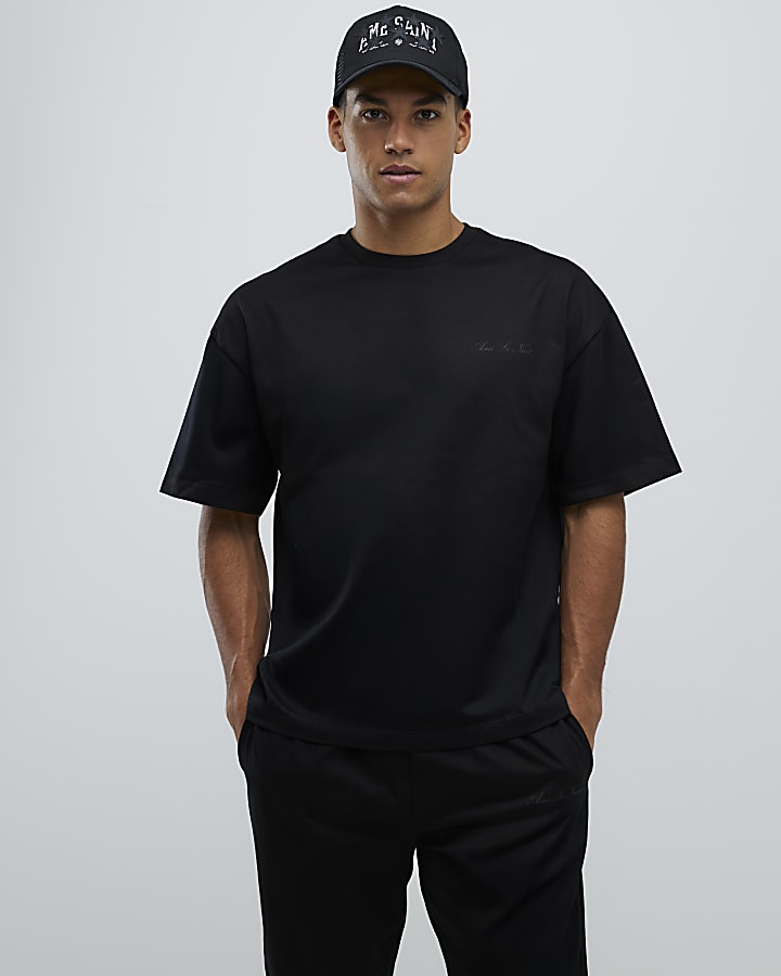 Black Boxy Fit T-Shirt and Joggers Set