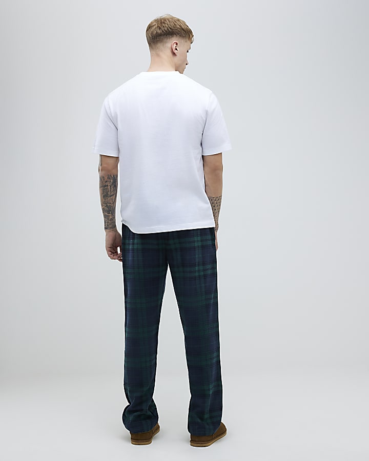 Green Woven Check Trousers Loungewear Set