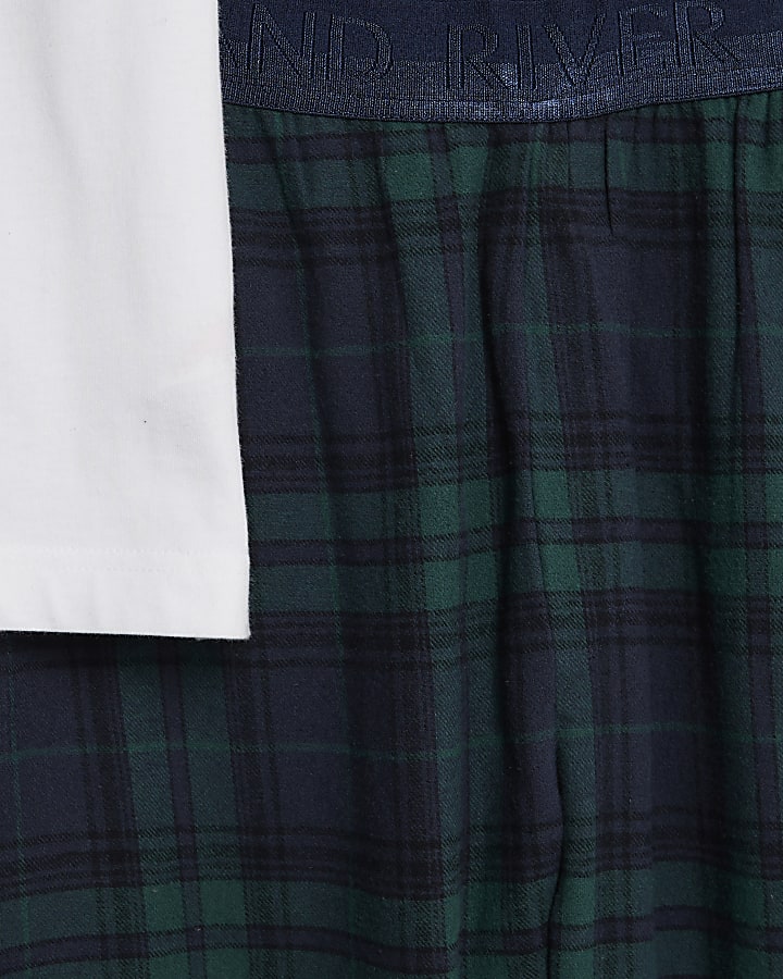 Green Woven Check Trousers Loungewear Set