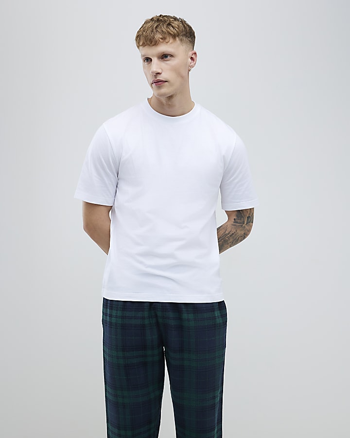 Green Woven Check Trousers Loungewear Set