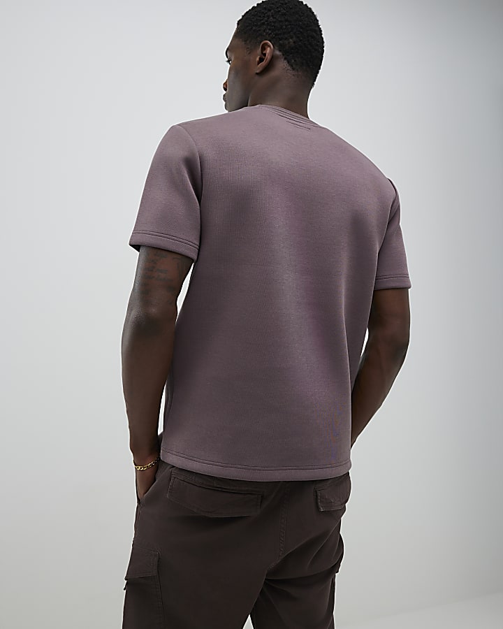 Purple Slim Fit Metal Badge T-Shirt