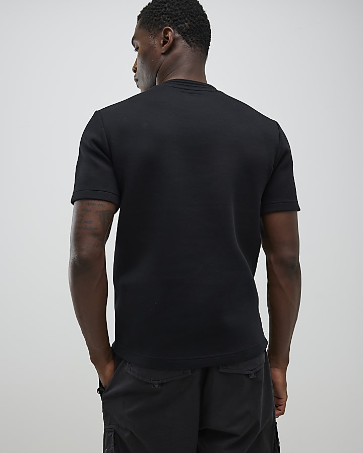 Black Slim Fit Metal Badge T-Shirt