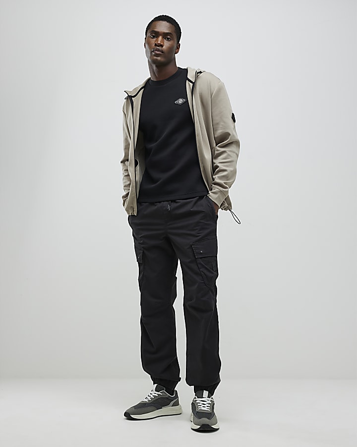 Black Slim Fit Metal Badge T-Shirt