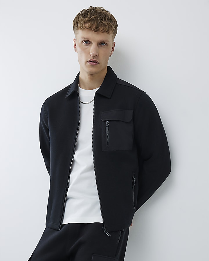 Black Slim Fit Nylon Hybrid Shacket