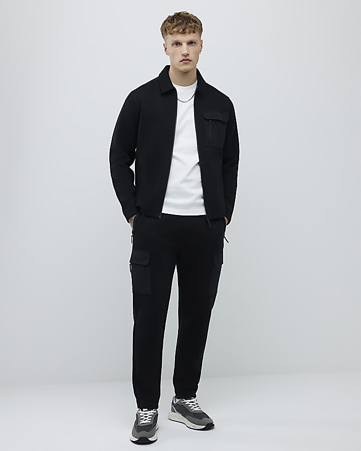 Black Slim Fit Nylon Hybrid Shacket