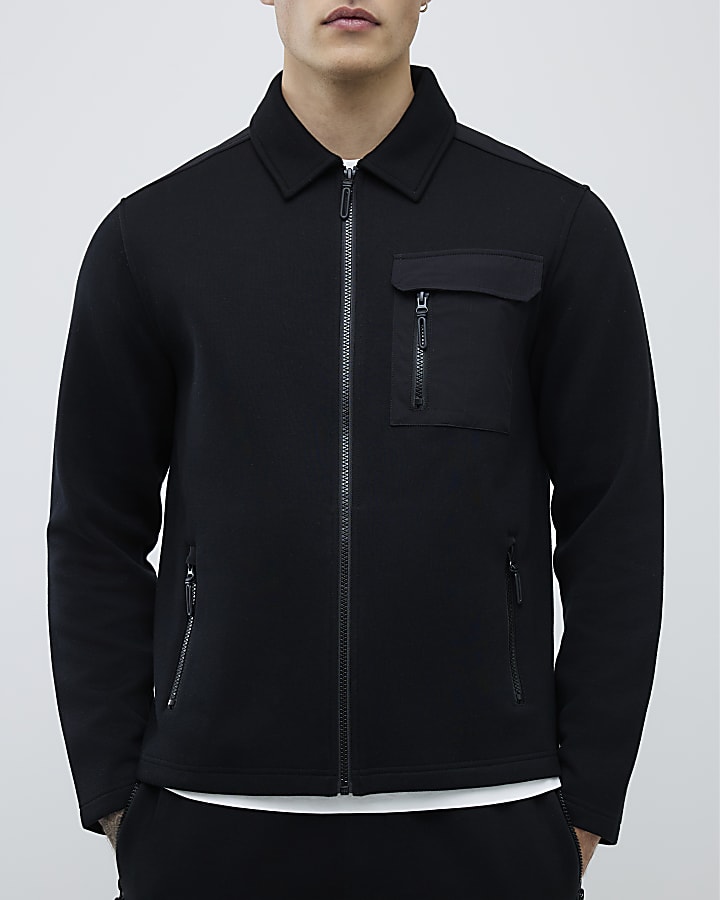 Black Slim Fit Nylon Hybrid Shacket