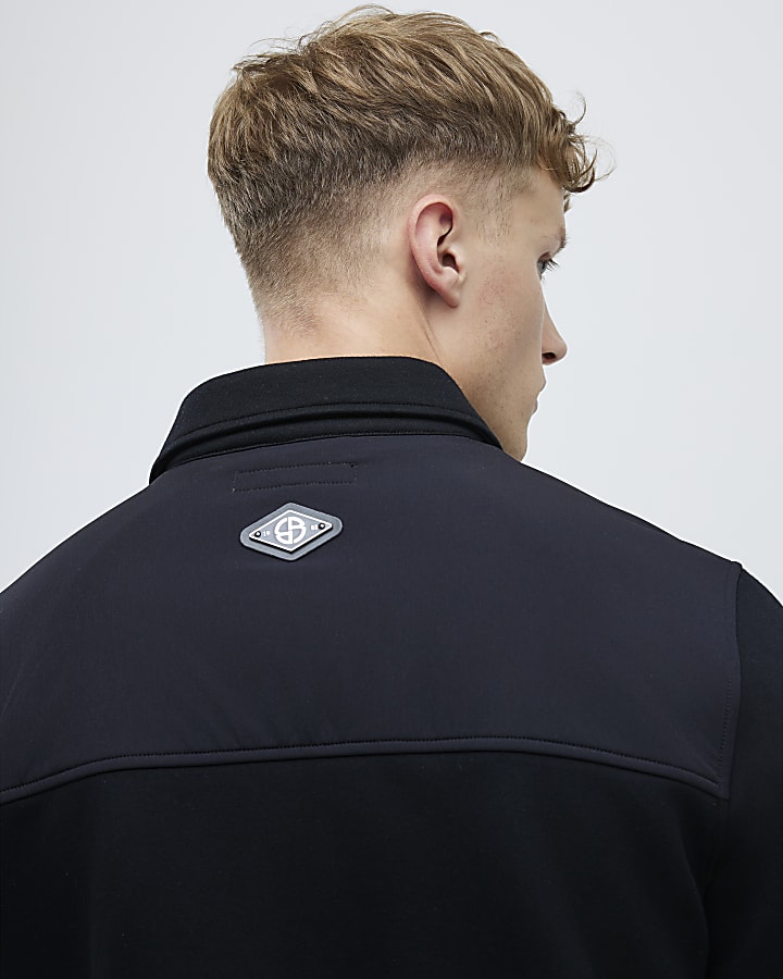 Black Slim Fit Nylon Hybrid Shacket