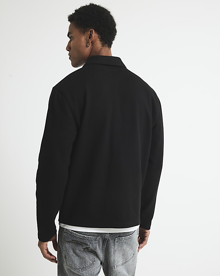 Black Regular Fit Embroidered Shacket