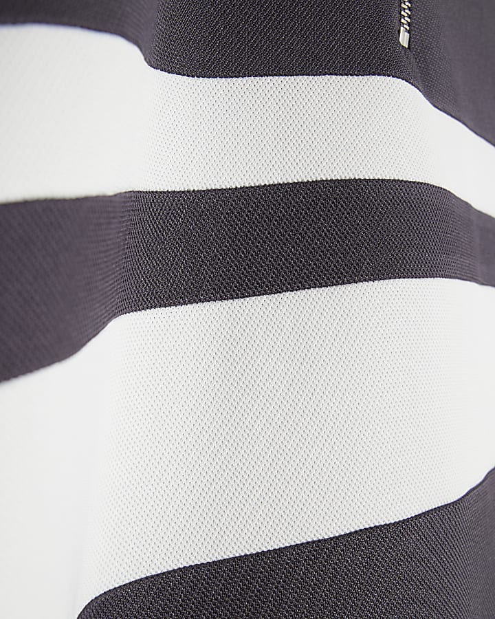 Grey Slim Fit Pique Colour Blocked Polo Shirt