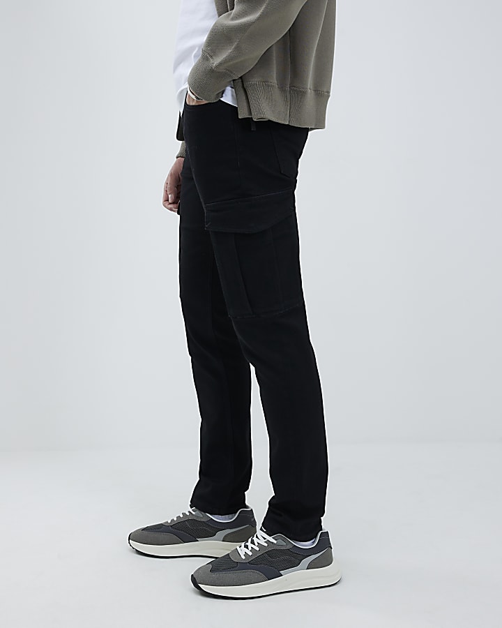 Black Skinny Fit Cargo Jeans