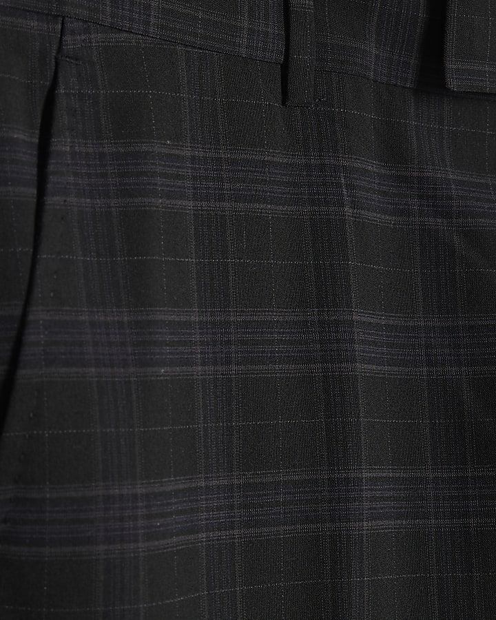Black Skinny Fit Check Trousers