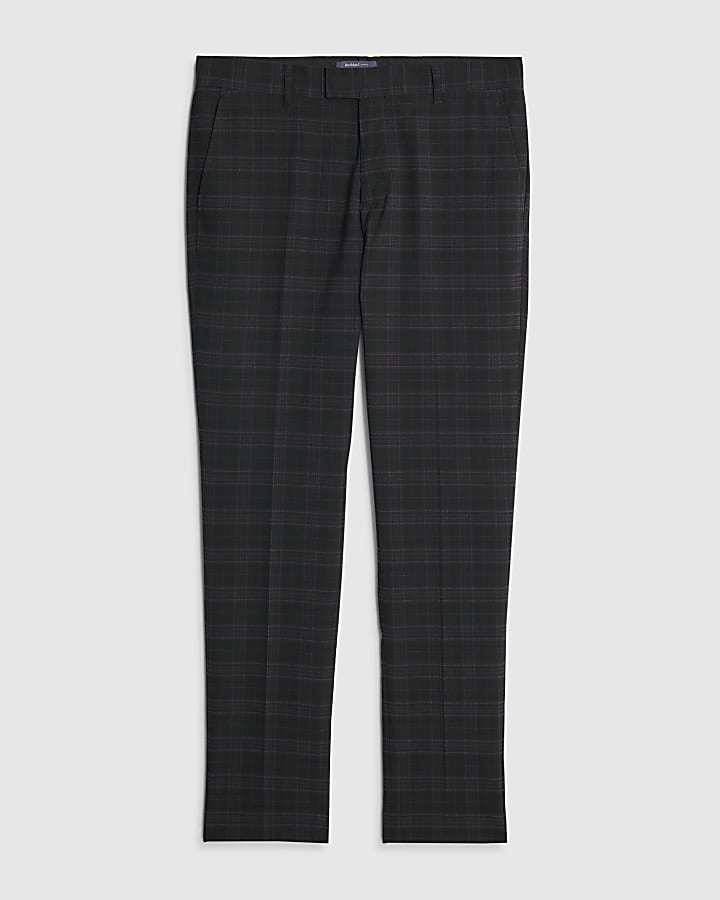 Black Skinny Fit Check Trousers