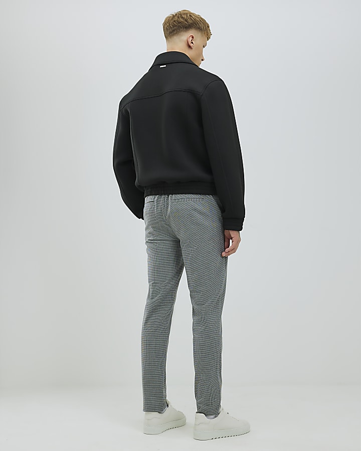 Grey Slim Fit Puppytooth Trousers