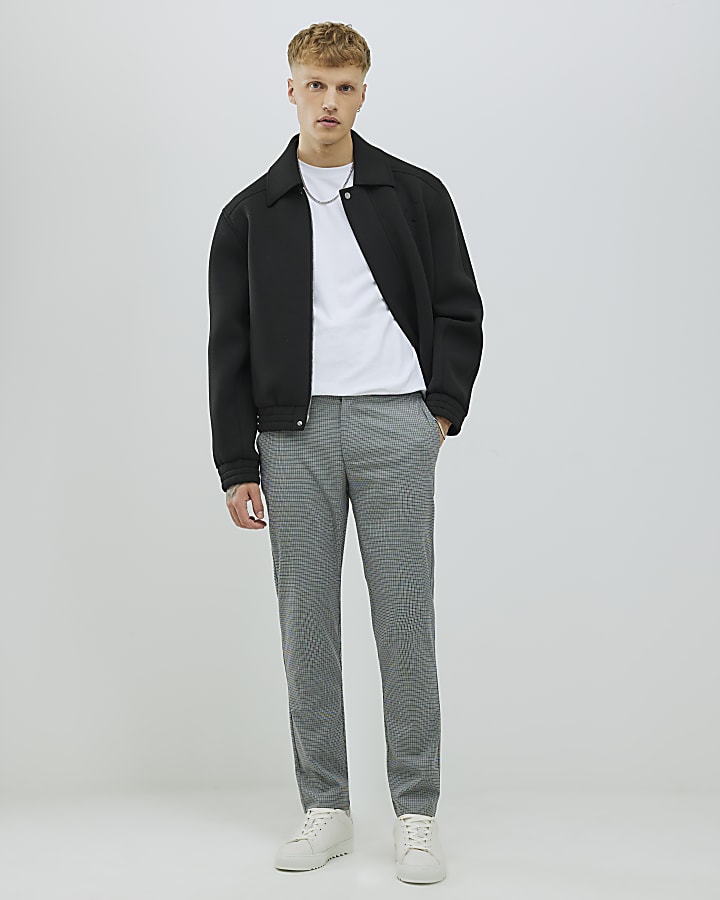 Grey Slim Fit Puppytooth Trousers