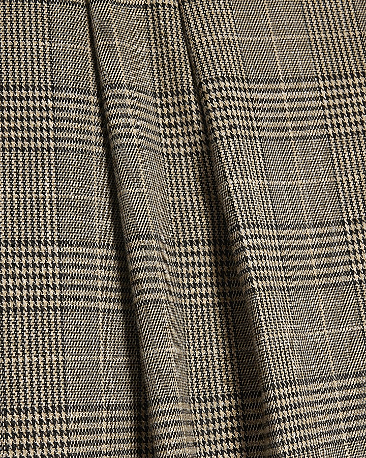 Brown Wide Leg Check Trousers
