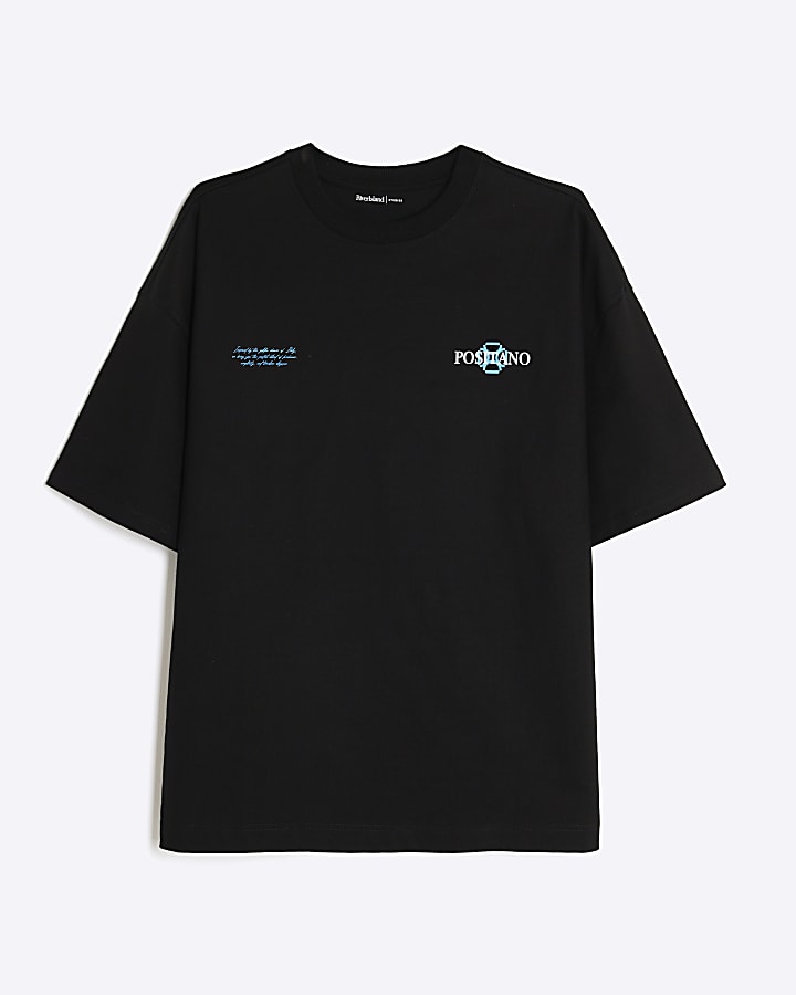 Black Oversized Fit Positano Lemon T-Shirt