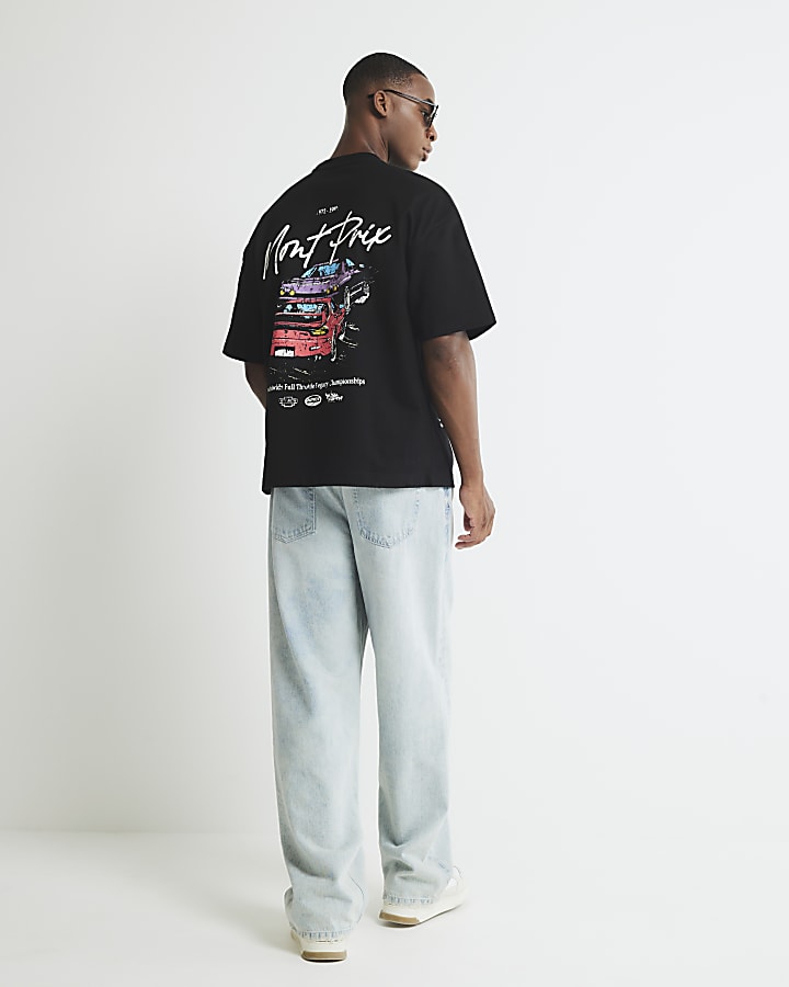 Black Oversized Fit Mont Prix Racing T-Shirt