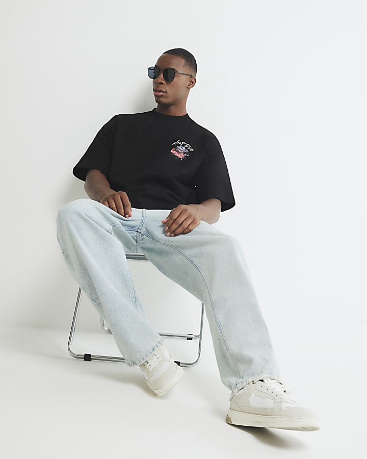 Black Oversized Fit Mont Prix Racing T-Shirt