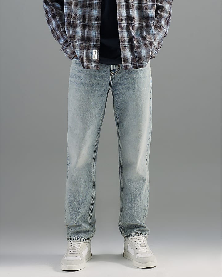 Blue Straight Leg Jeans