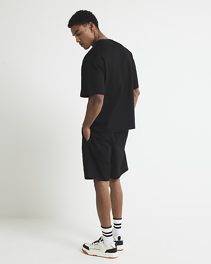 Black Oversized Fit T-Shirt And Shorts Set