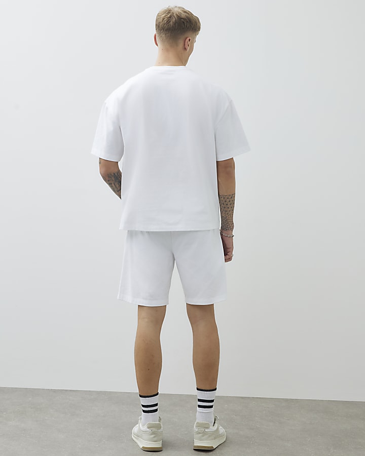 White Oversized Fit T-Shirt And Shorts Set