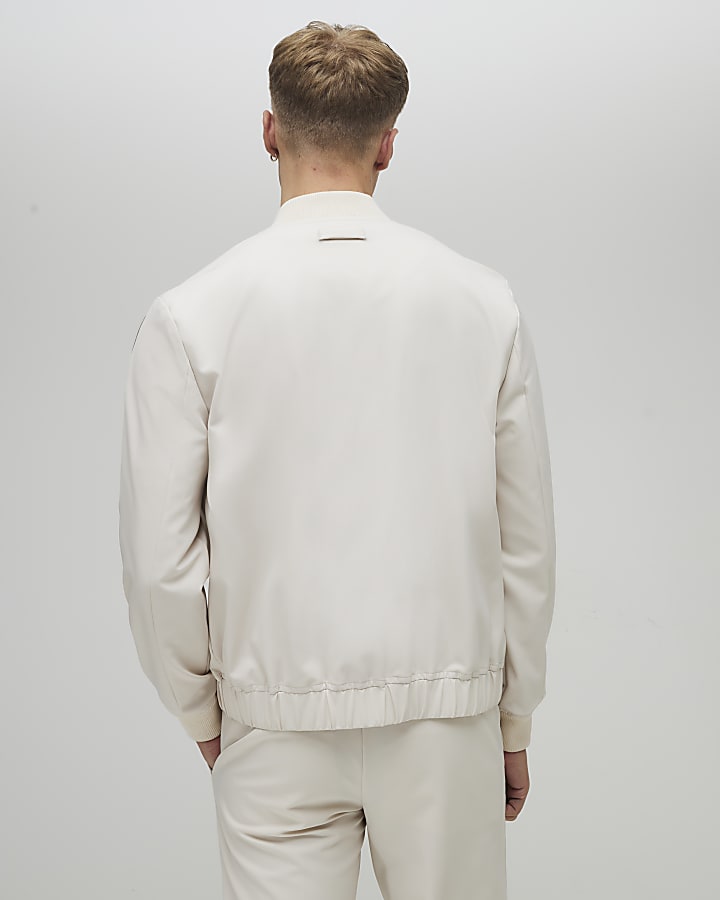 Cream Skinny Fit Bomber Jacket