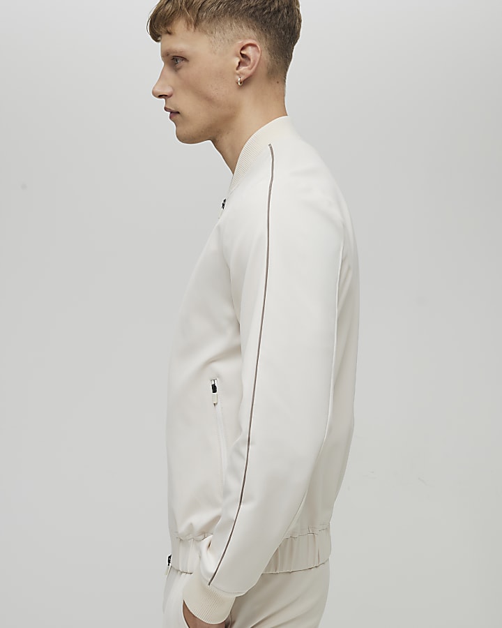 Cream Skinny Fit Bomber Jacket