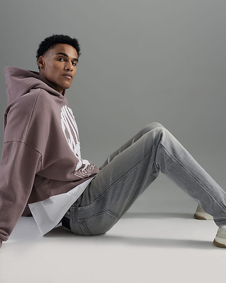 Grey Tapered Fit Jeans