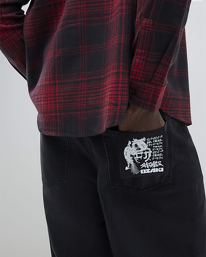 Black Baggy Fit Washed Jeans