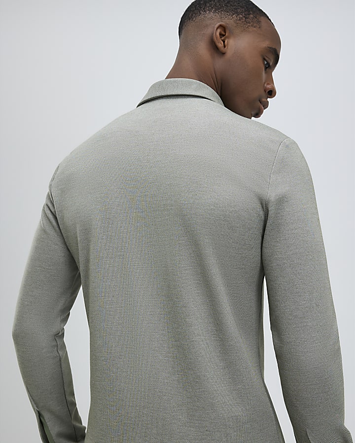 Green Muscle Fit Pique Shirt