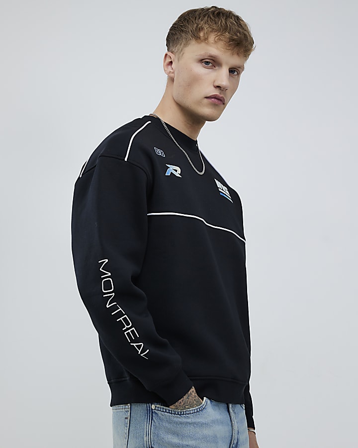 Black Oversized Fit WRS Racing Sweatshirt