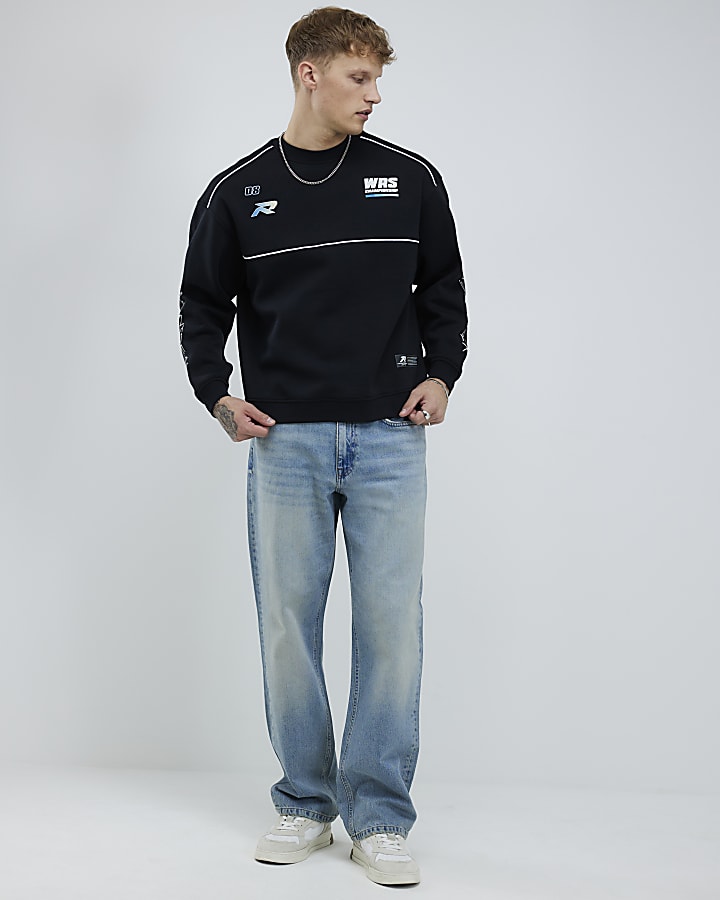 Black Oversized Fit WRS Racing Sweatshirt