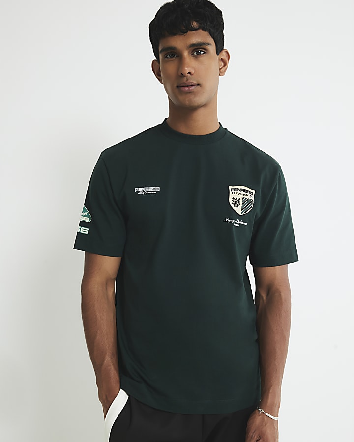 Green Regular Fit Penrose Crest T-Shirt 