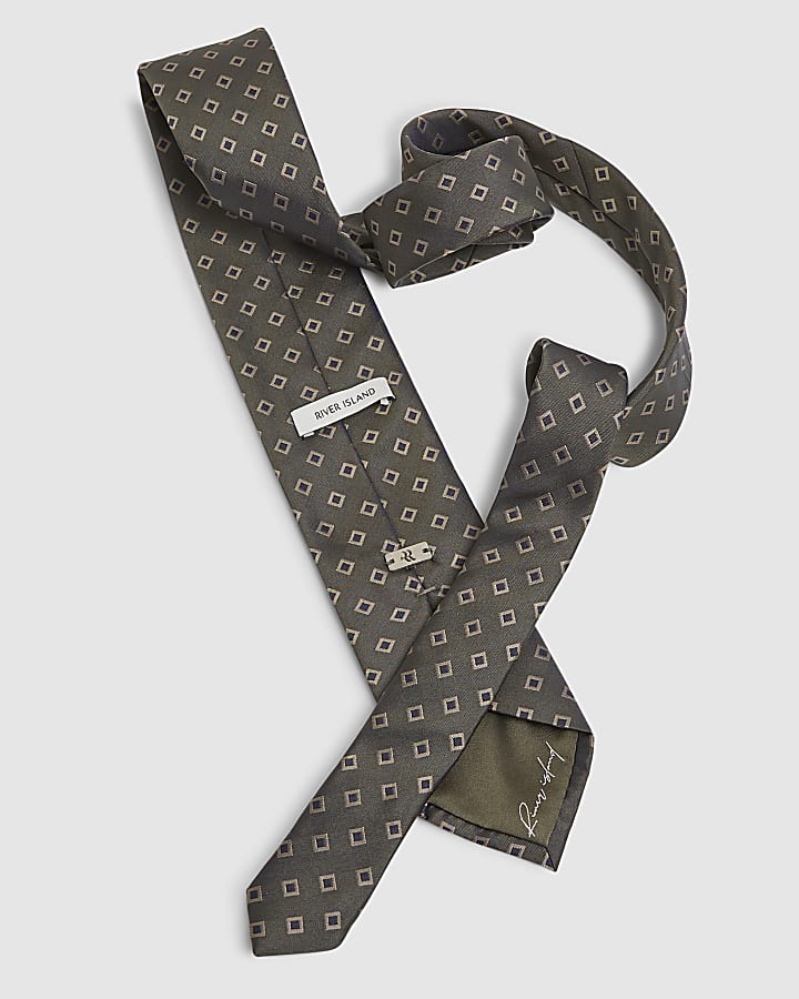 Green Tile Print Tie