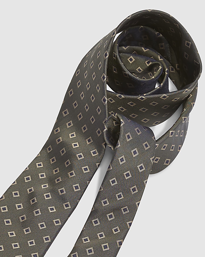 Green Tile Print Tie