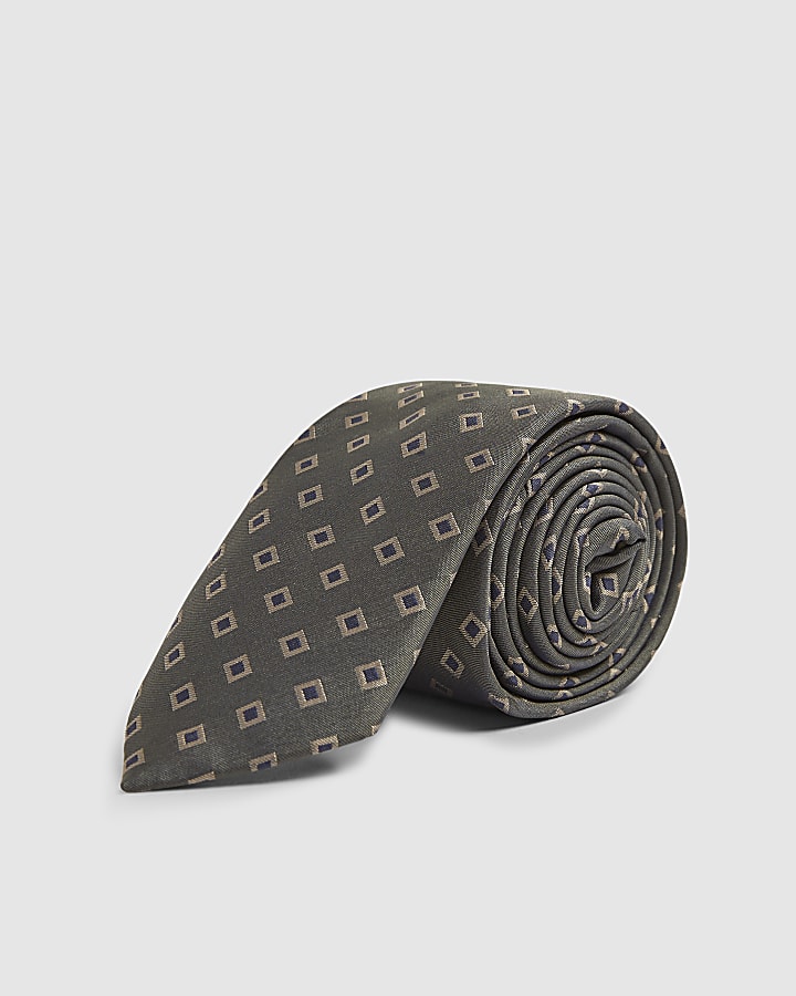 Green Tile Print Tie