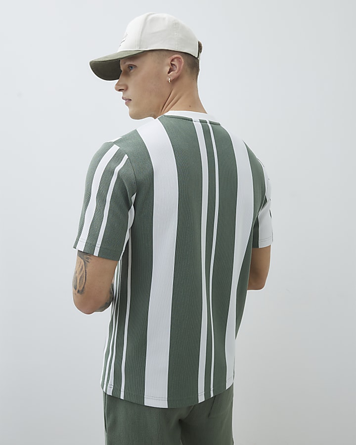 Khaki Slim Fit Stripe T-Shirt